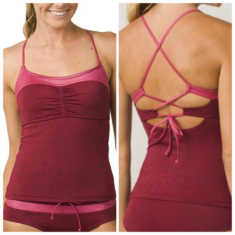PRANA NWT Makoa Tankini Swim Top Strappy Crimson Red Sz Small